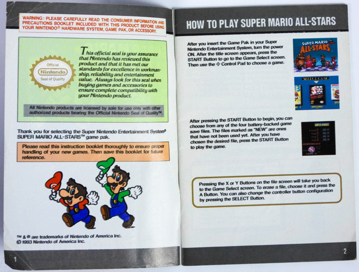 Super Mario All-Stars [Manual] (Super Nintendo / SNES) – RetroMTL