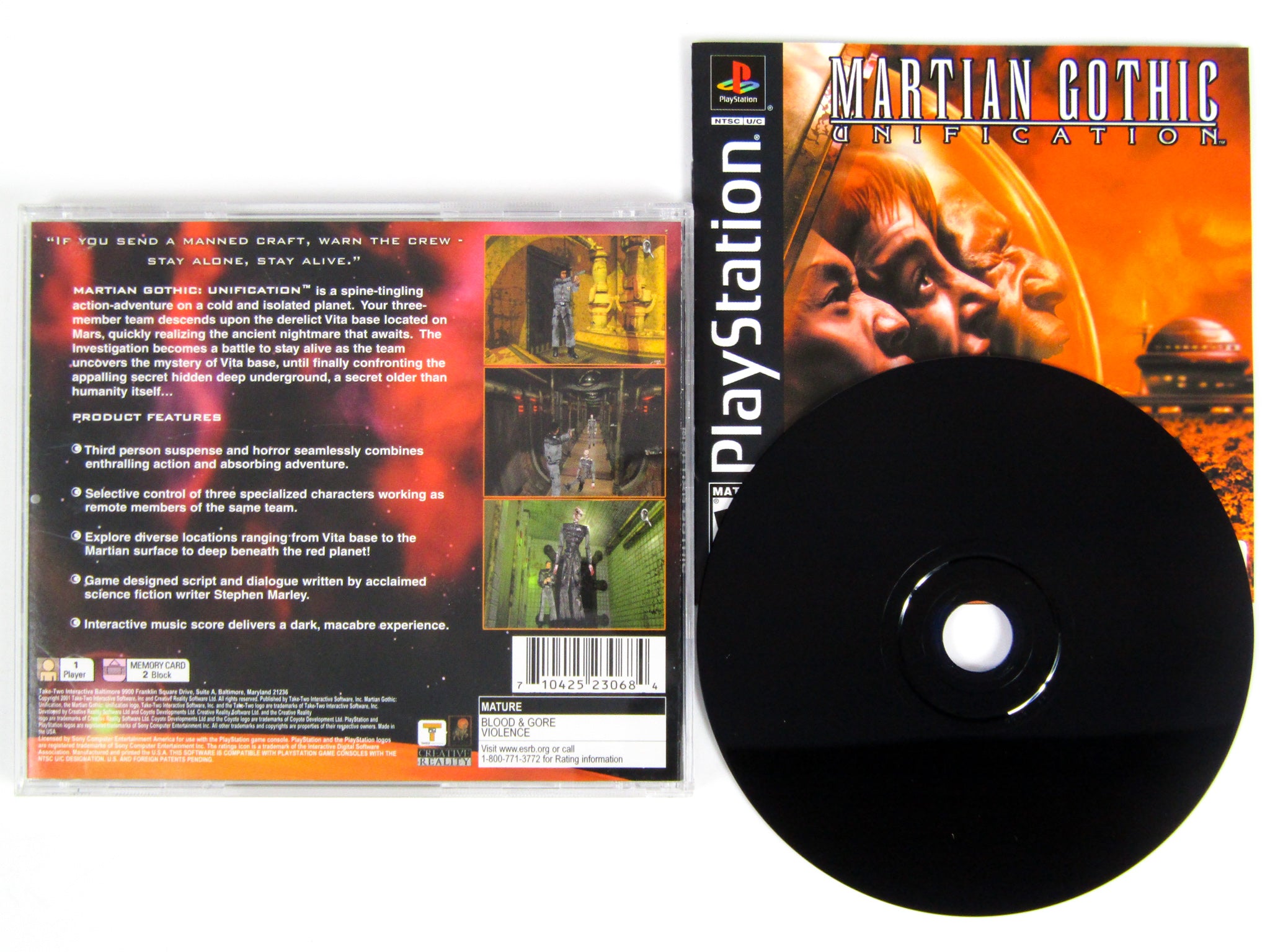 Jeu Vidéo Martian Gothic - Sony PlayStation 1, Version Complète (boîtier, Instructions) En Bon état