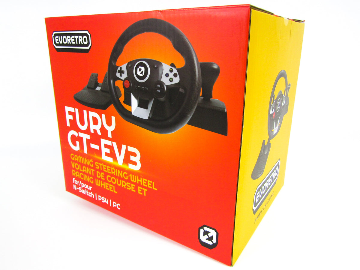 Fury GTEV3 Gaming Steering Wheel [Evoretro] (Switch / PS4 / PC) RetroMTL