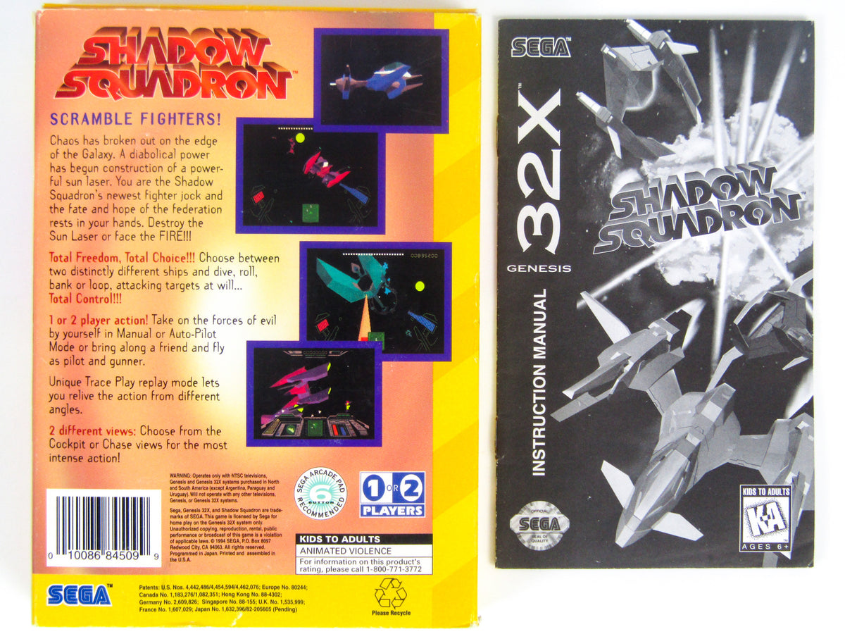 Shadow Squadron (Sega cheapest 32X) - Game, Case, Manual/Insert