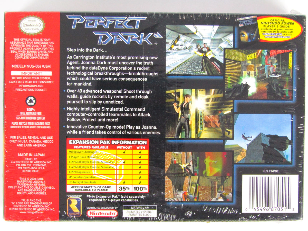 Perfect Dark【中古美品・N64北米版】 Perfect Dark（パーフェクトダーク）【新品未使用・N64北米版