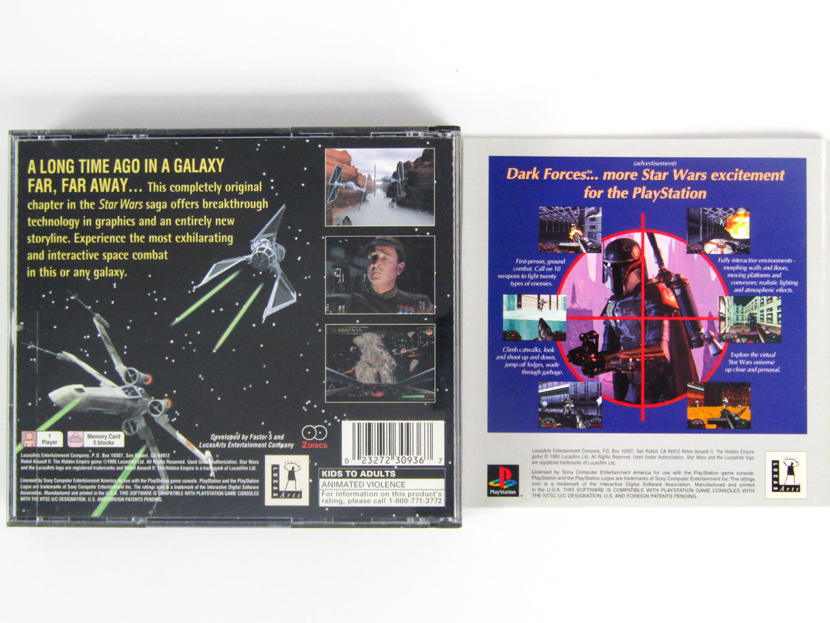 Jaquette Arrière PS1 – Star Wars Rebel Assault 2 (boîtier Seul, état Correct)