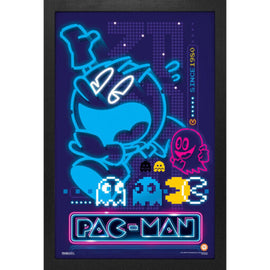 Cadre Pac-Man bleu néon