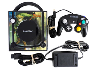 Nintendo GameCube System [DOL-101] Black with 1 Assorted Controller [Zelda Twilight Princess Stickers]