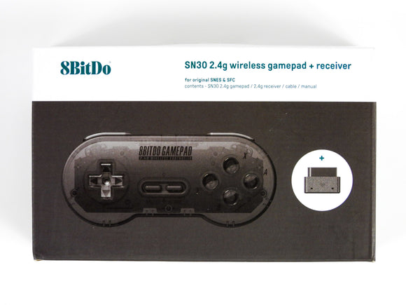 Black SN30 2.4G Wireless Bluetooth Gamepad [8BitDo] (Super Nintendo / SNES)