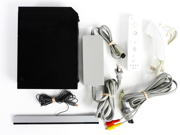 Black Wii System + 1 White Wii Remote + 1 White Wii Nunchuk [RVL-001] (Nintendo Wii)