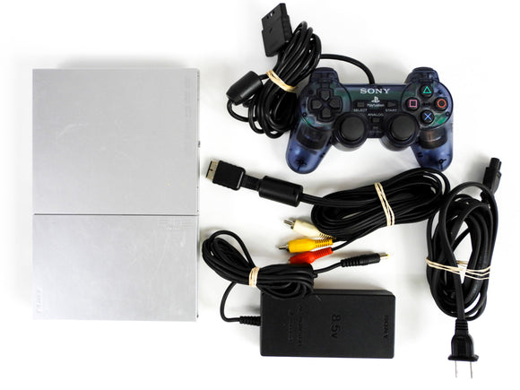 Silver Slim Playstation 2 System + 1 Smoke DualShock 2 Controller (Playstation 2 / PS2)
