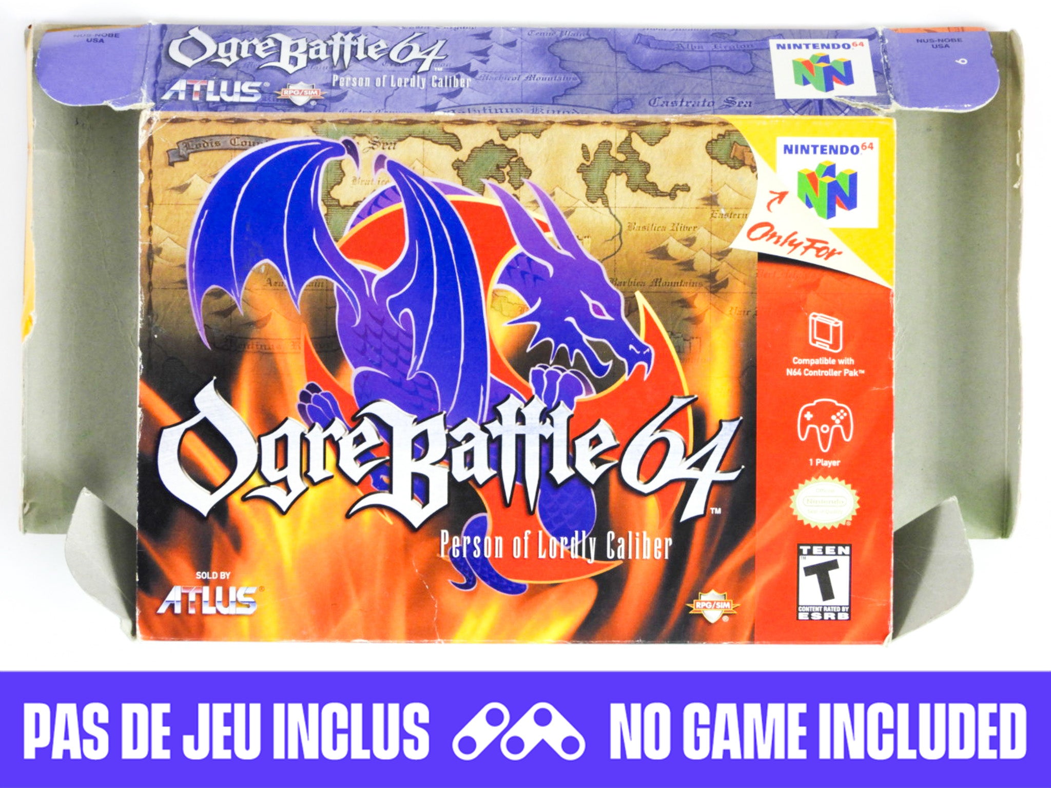 Ogre Battle 64 Person of Lordly Caliber Complete box good NO CARTRIDGE