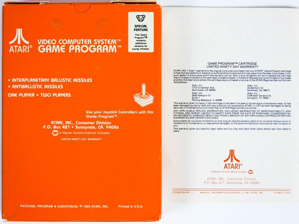 Missile Command [Picture Label] (Atari 2600) – RetroMTL