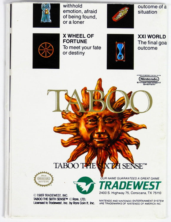 Taboo The Sixth Sense [Poster] (Nintendo / NES)