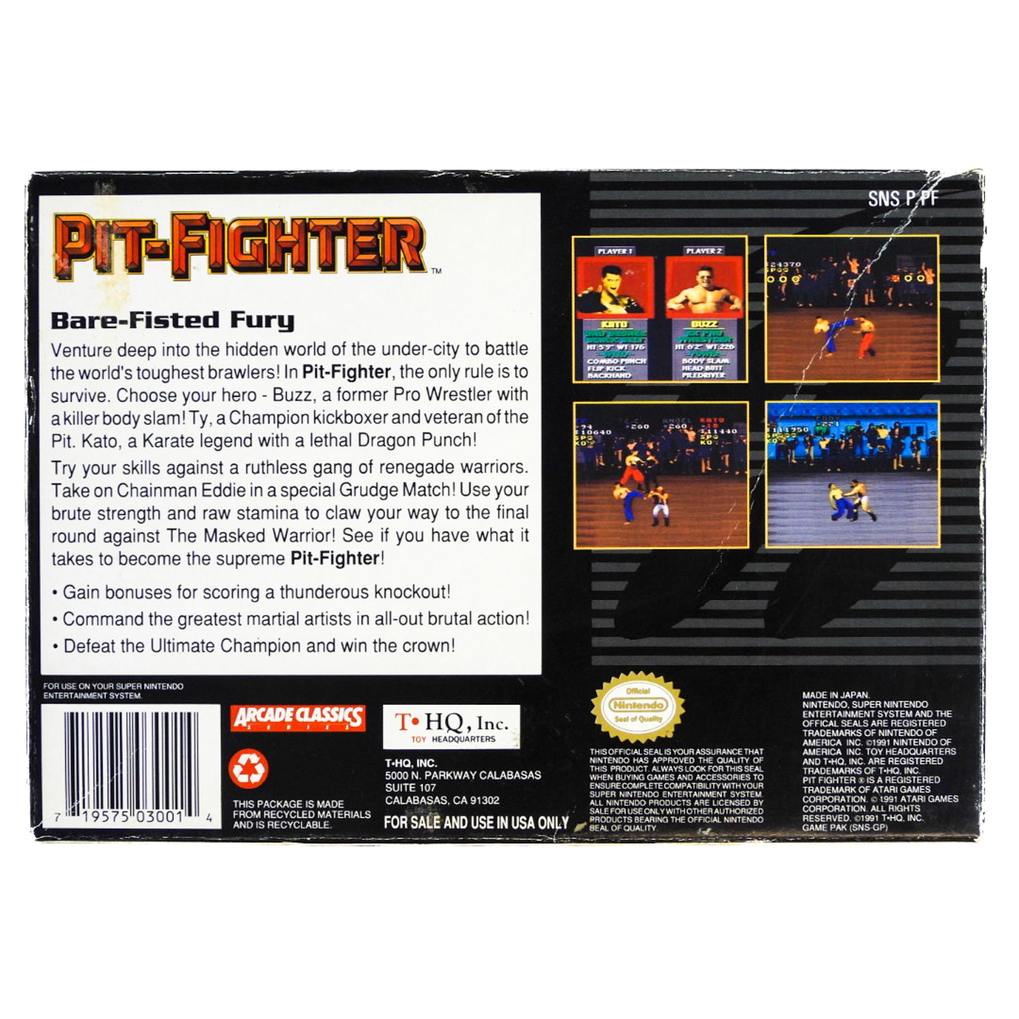 Pit Fighter Pit-Fighter (Super Nintendo / SNES) – RetroMTL