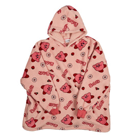 Couverture à capuche rose Kirby Kanji