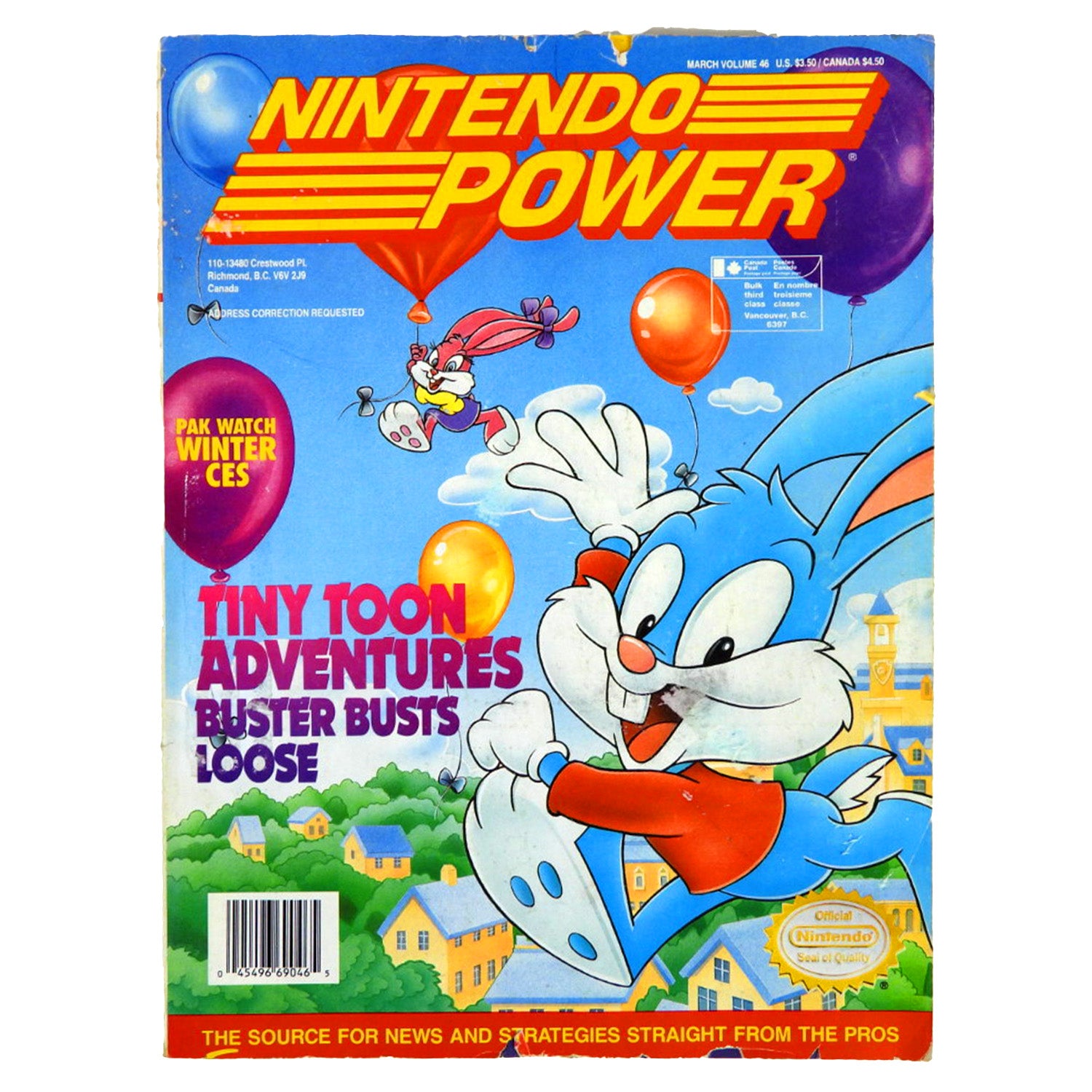 Tiny Toon Adventures Buster Busts Loose [Volume 46] [Nintendo Power] (Magazines)