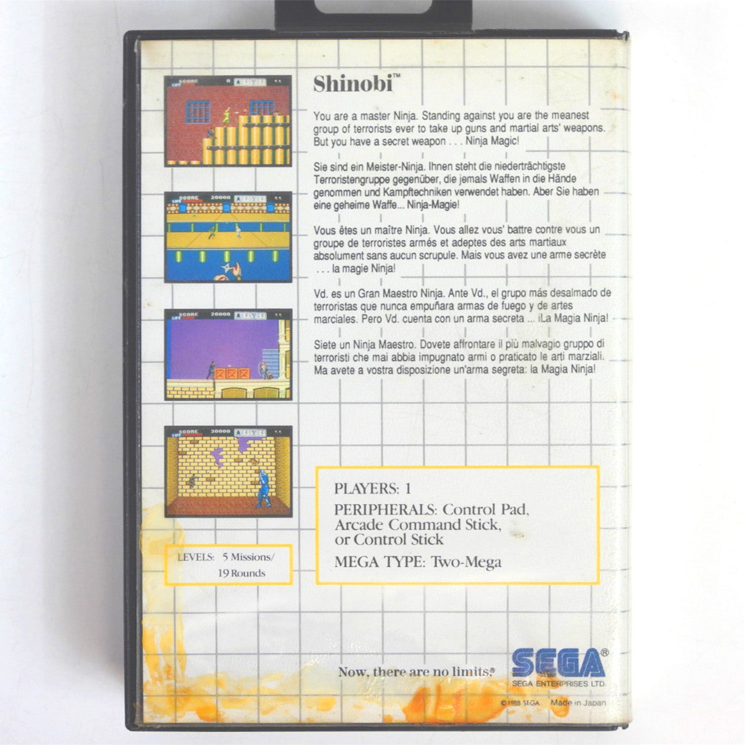 Jeu SEGA Master System SHINOBI Jeu SEGA Master System SHINOBI