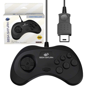 Black Wired Arcade Pad Controller [Retro-Bit] (Sega Saturn)