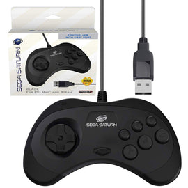 Black USB Wired Arcade Pad Controller [Retro-Bit] (Sega Saturn)