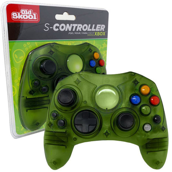 Clear Green Wired S-Controller [Old Skool] (Xbox)