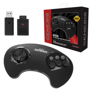 Black Genesis 6 Button Wireless 2.4 GHz Arcade Pad Controller [Retro-Bit] (Sega Genesis)