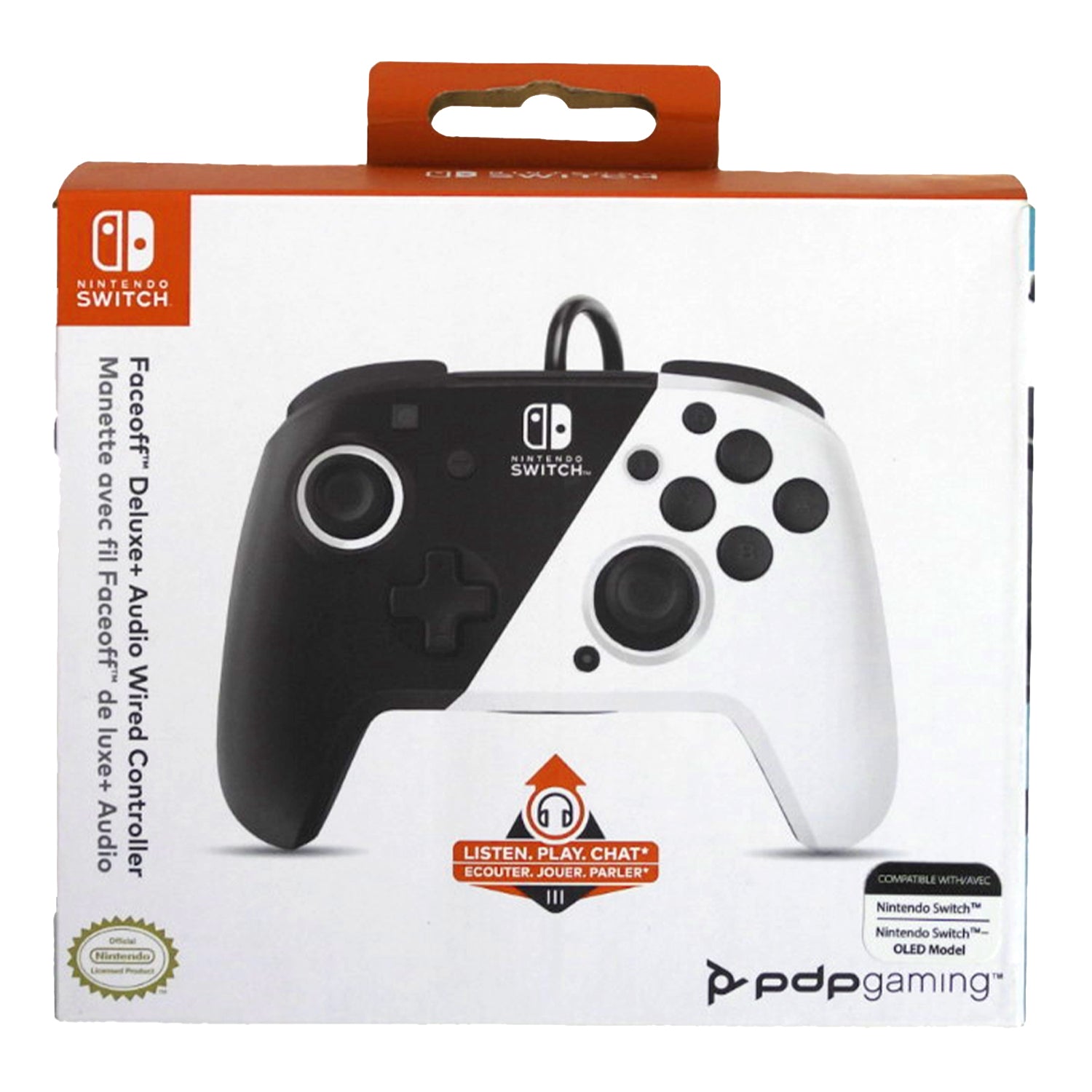 Nintendo Switch Faceoff Deluxe+ Audio Black and White Wired Controller ...