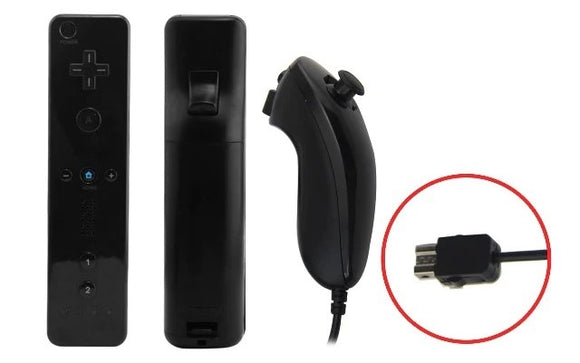 Unofficial Black Wii Remote + Wired Nunchuck (Nintendo Wii)
