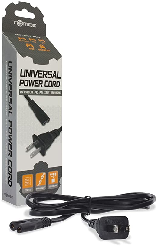 AC Power Cable [Unofficial] (PS1 / PS2 / PS3 Slim / PS4 / PS5 / Xbox / Xbox One / Xbox Series / Dreamcast)