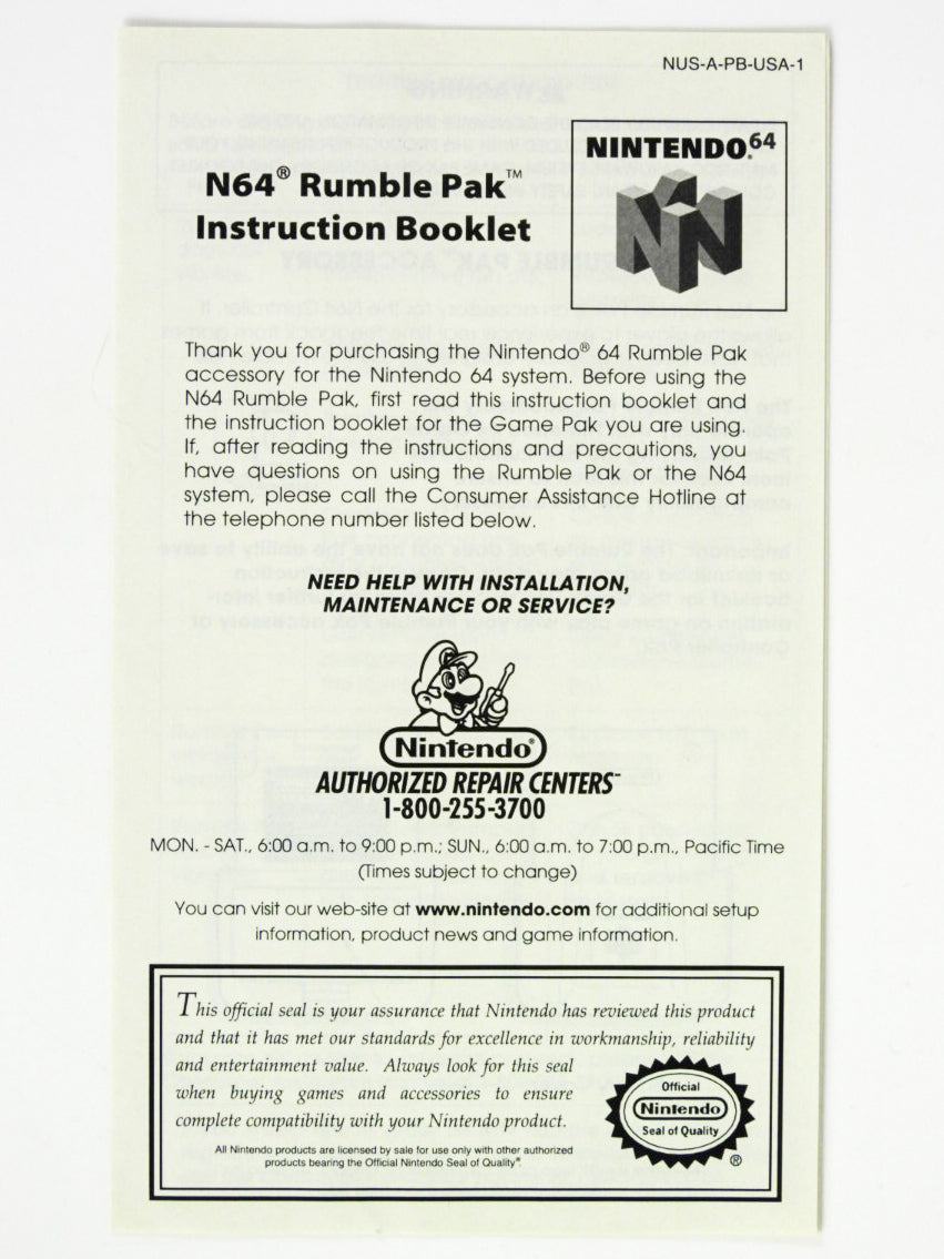 Rumble Pak (Nintendo 64 / N64) – RetroMTL