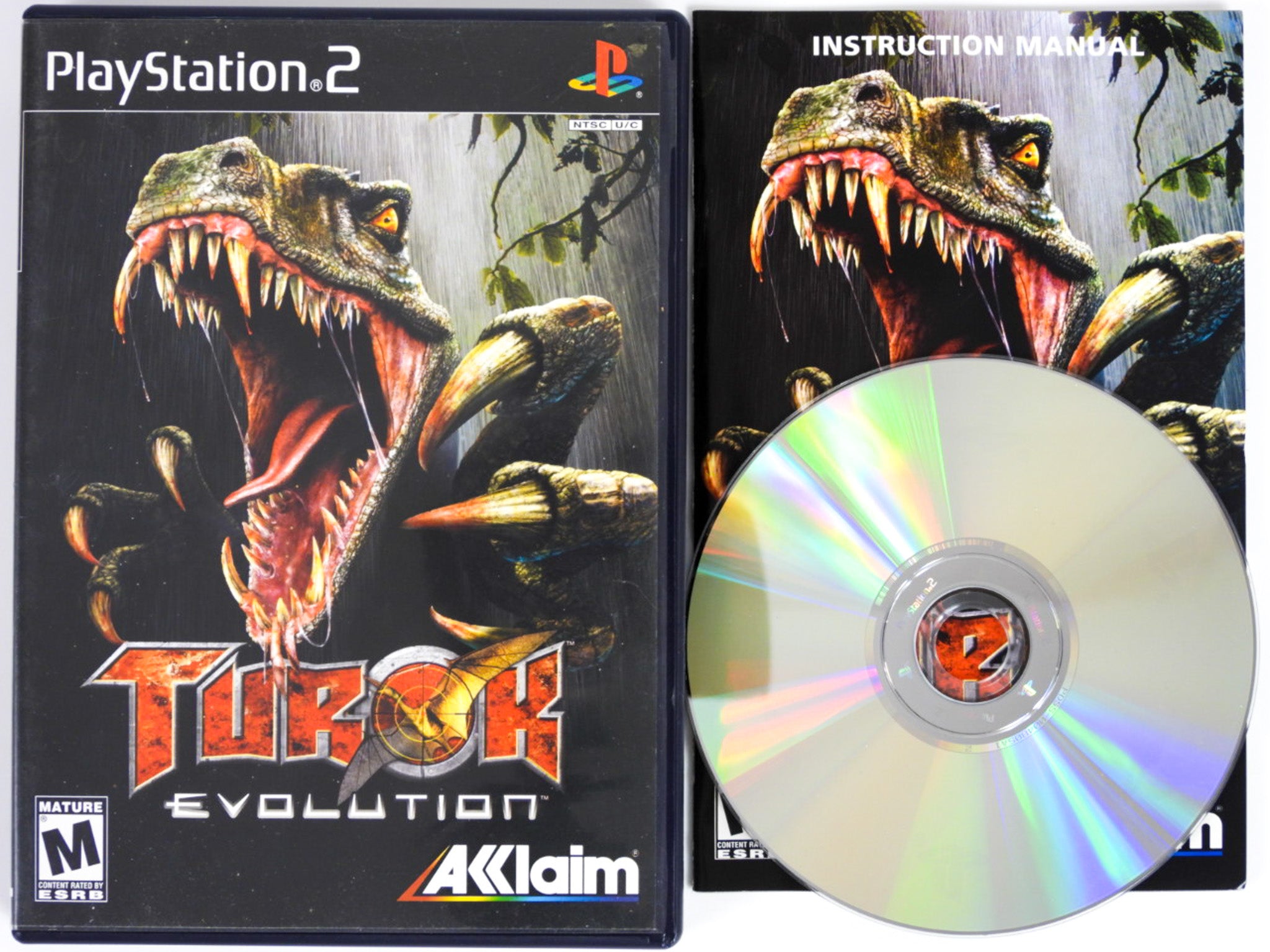 Turok Evolution Sony PlayStation 2 2002 PS2 Manual Tested Dinosaur Aklaim