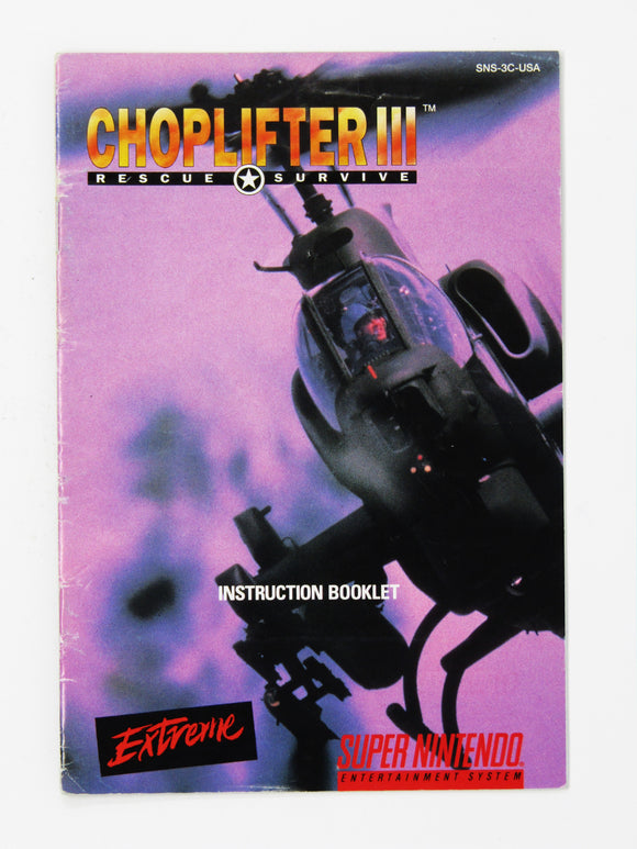 Choplifter III [Manual] (Super Nintendo / SNES)