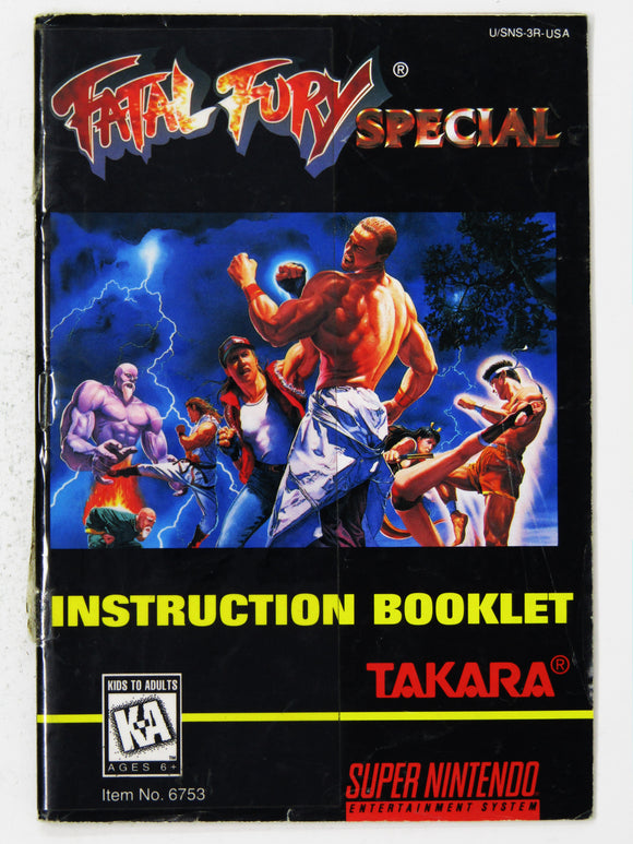 Fatal Fury Special [Manual] (Super Nintendo / SNES)