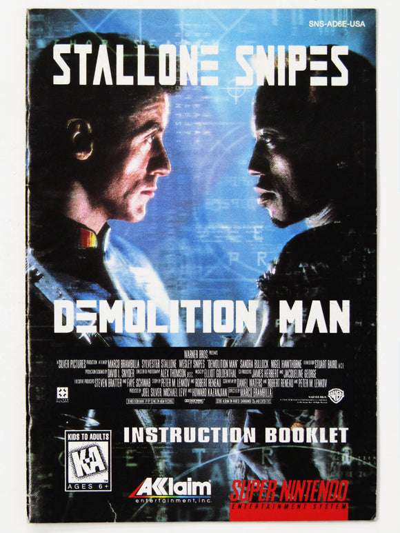 Demolition Man [Manual] (Super Nintendo / SNES)