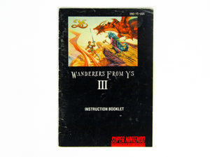 Ys III 3 Wanderers From Ys [Manual] (Super Nintendo / SNES)