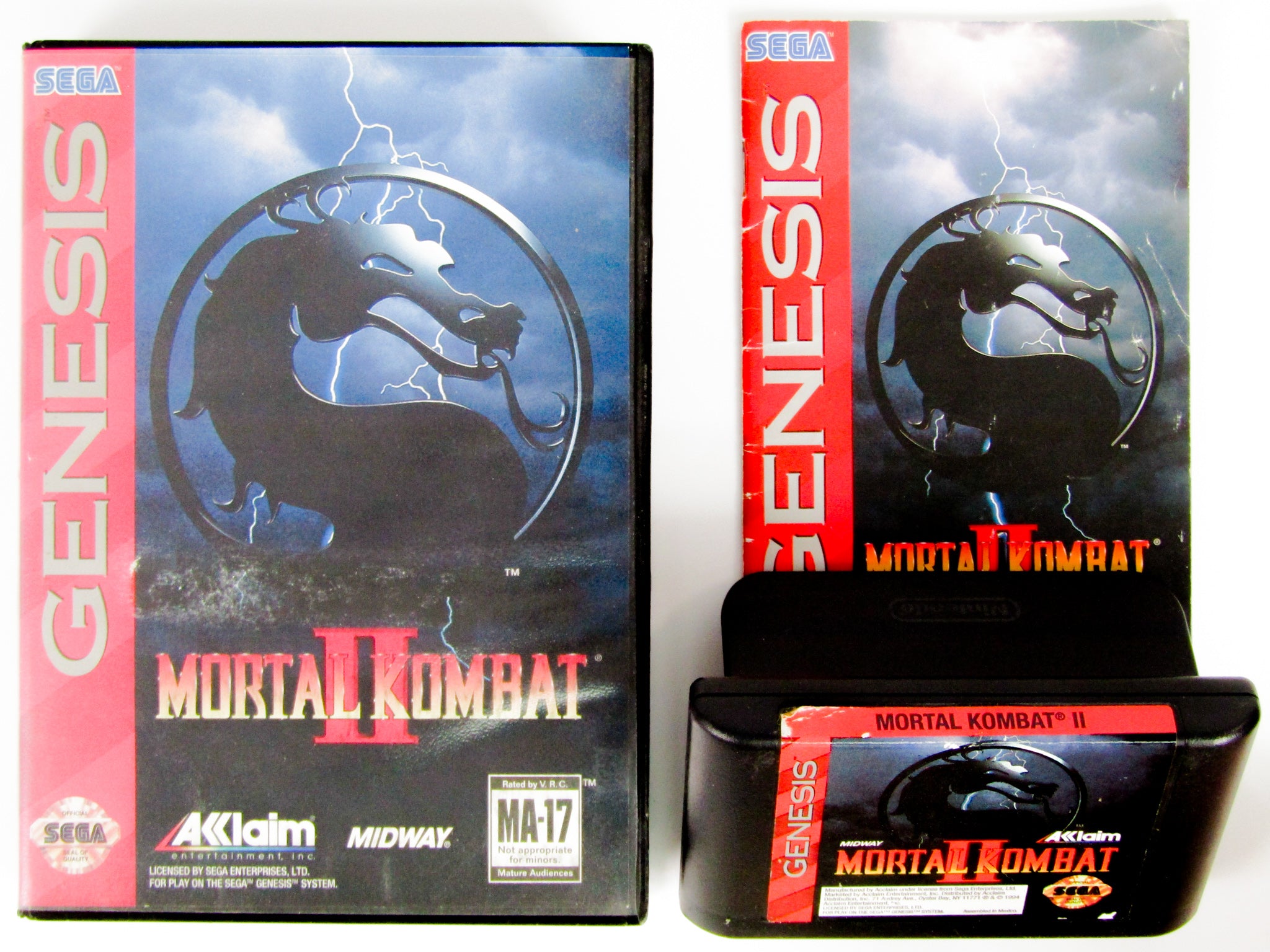 SEGA GENESIS MORTAL Kombat II 2 Video Game Cartridge, No Manual or Case SEGA GENESIS MORTAL Kombat II 2 Video Game Cartridge, No Manual or Case