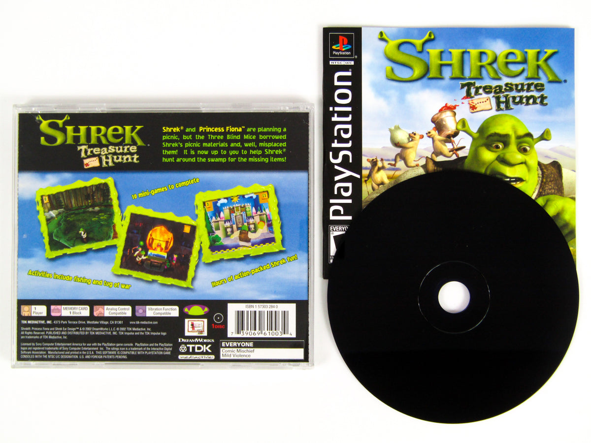 Jeu PS1 Shrek Treasure Hunt - Version PAL - Complet Avec Boîtier Et Notice - Bon état