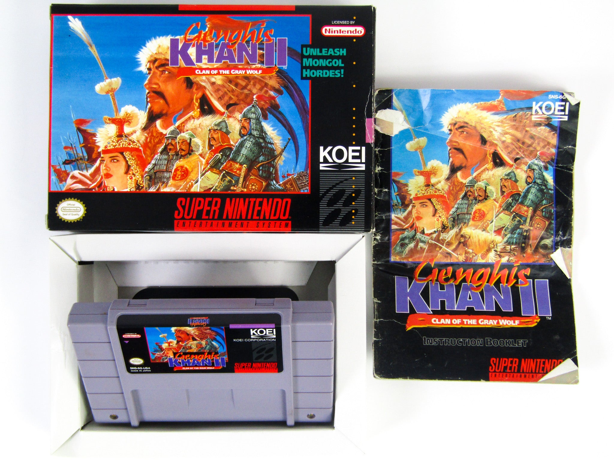 RARE Genghis Khan II Clan of the Gray on sale Wolf for Super Nintendo