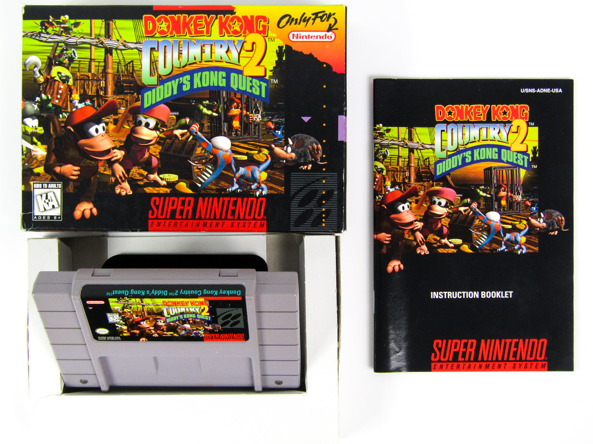 Jeu Super Famicom Donkey Kong Country 2 - Version Japonaise NTSC, Bon état, Jeu De Plateforme