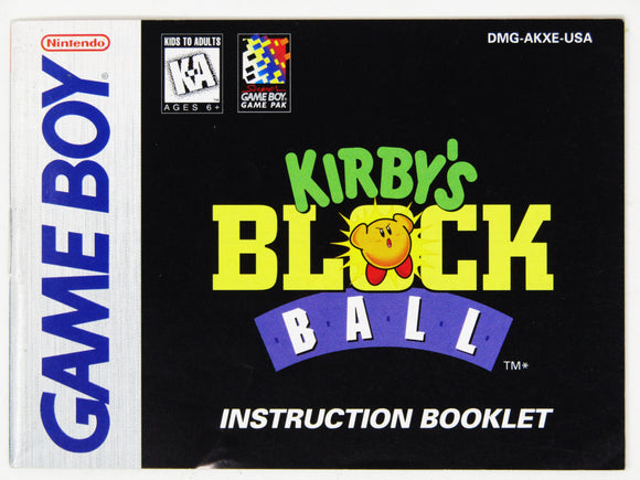 Kirby's Block Ball [Manual] (Game Boy)
