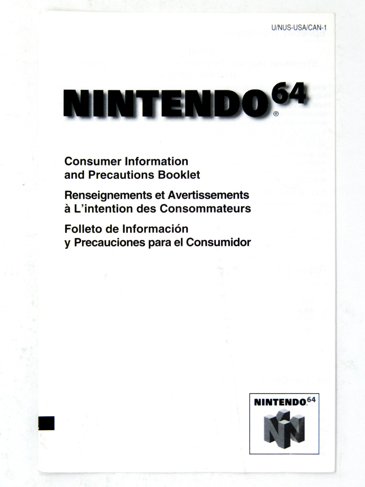 N64 Consumer Information And Precautions Booklet (Nintendo 64 / N64 ...