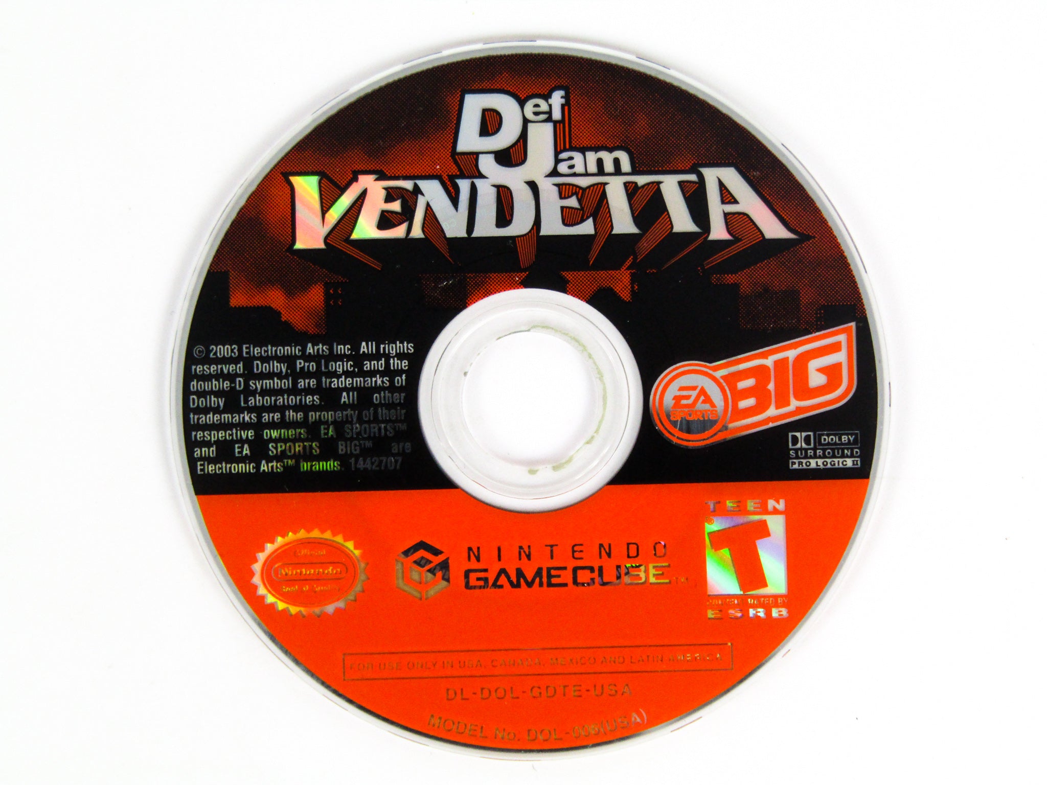 Def Jam: Vendetta (Nintendo GameCube, 2003) Disc popular Only