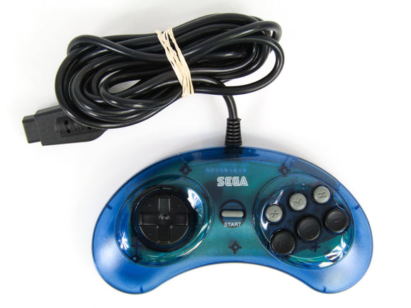 Clear Blue 6-Button Arcade Pad [Retro-Bit] (Sega Genesis)