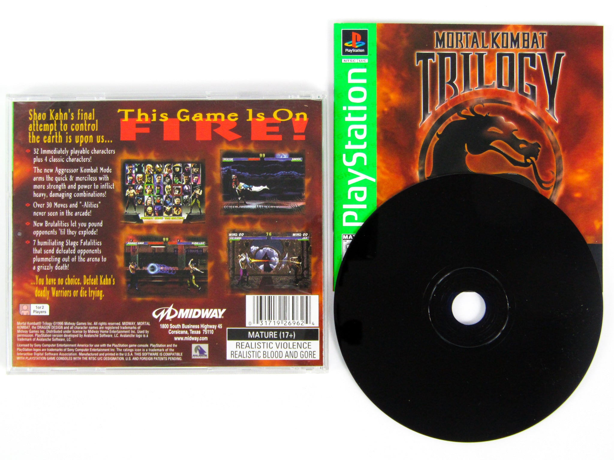 Mortal Kombat Trilogy PS1 PlayStation 1 GH - Game & Case 31719269624