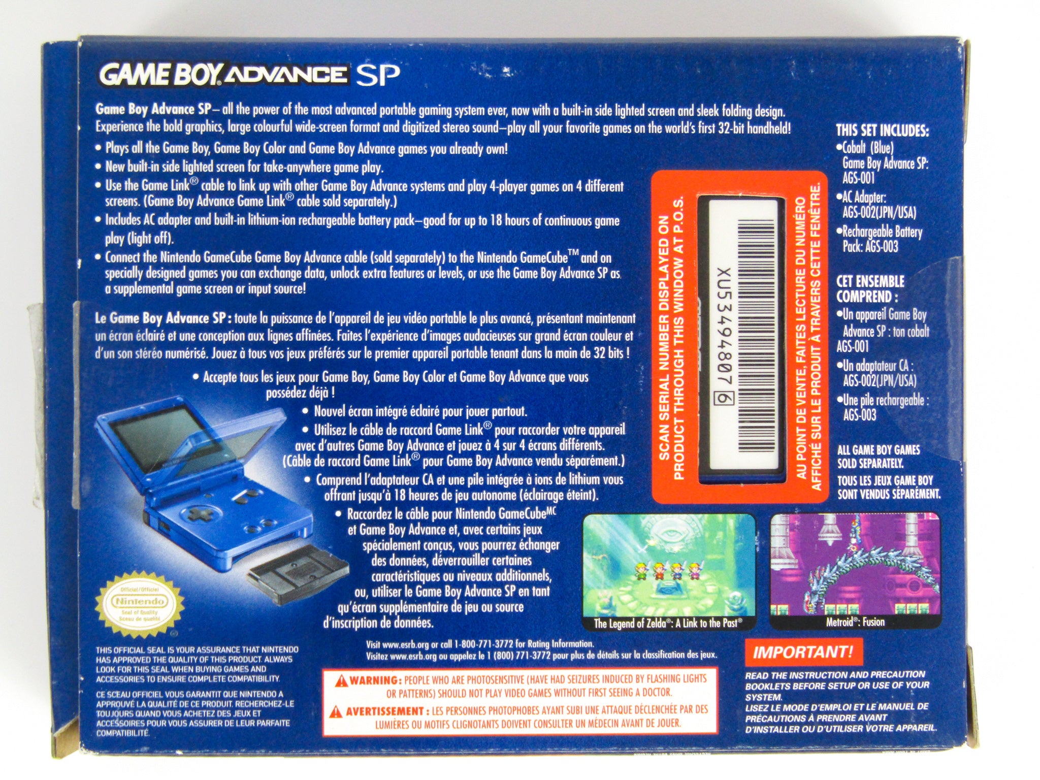 Nintendo cheapest Gameboy Advance SP in Cobolt blue