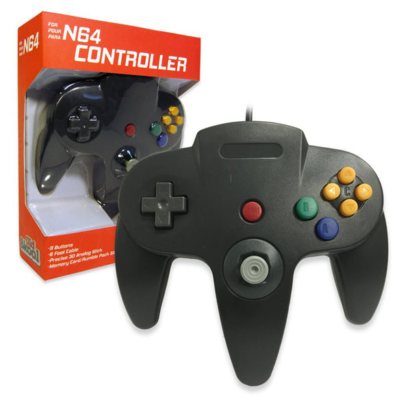 Black Wired Controller [Old Skool] (Nintendo 64 / N64)