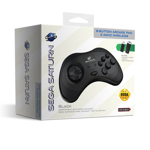 Slate Black 8-Button 2.4 GHz Wireless Arcade Pad [Retro-Bit] (Sega Saturn)