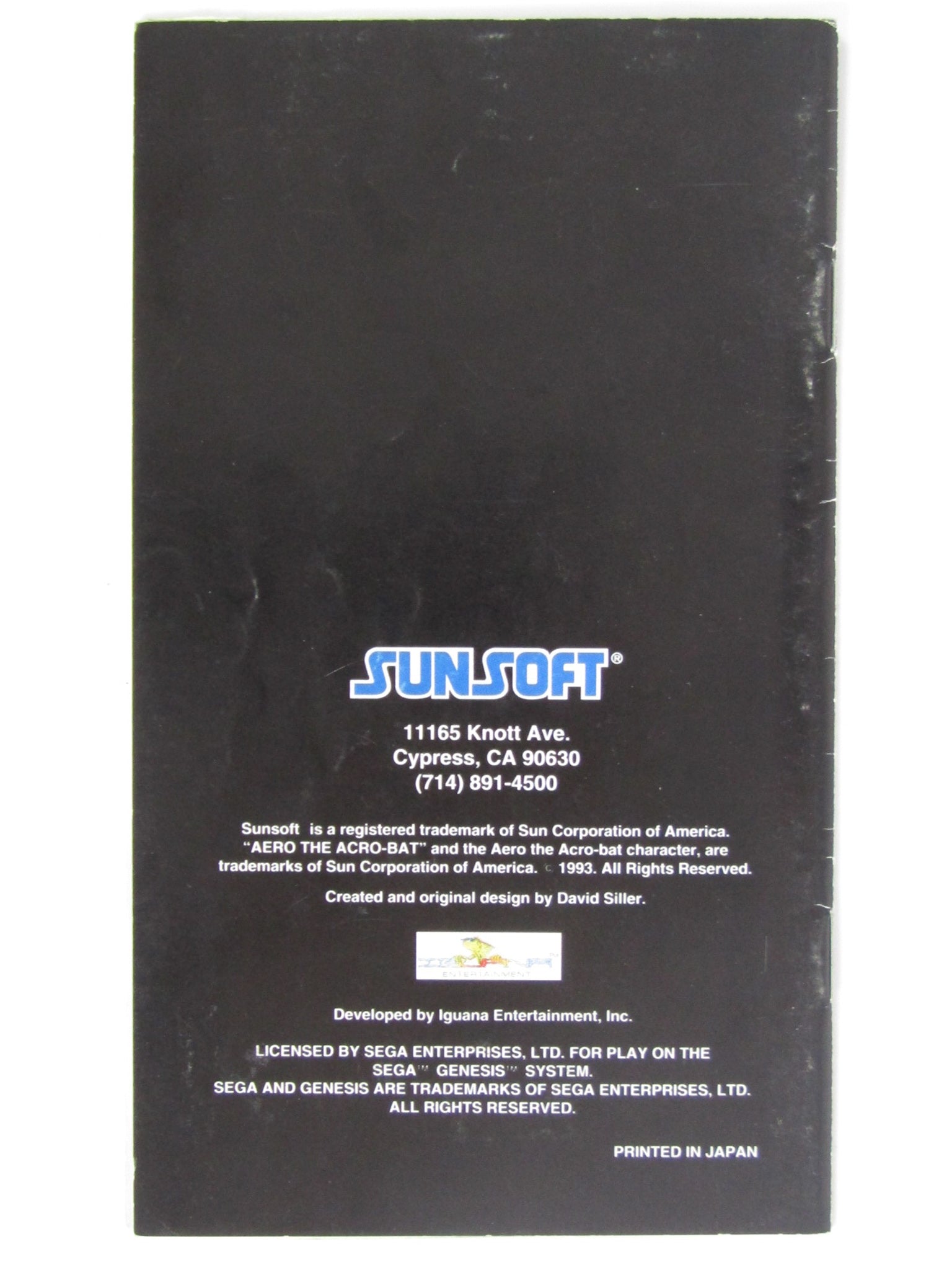 Aero The Acro-Bat [Manual] (Sega Genesis) - RetroMTL