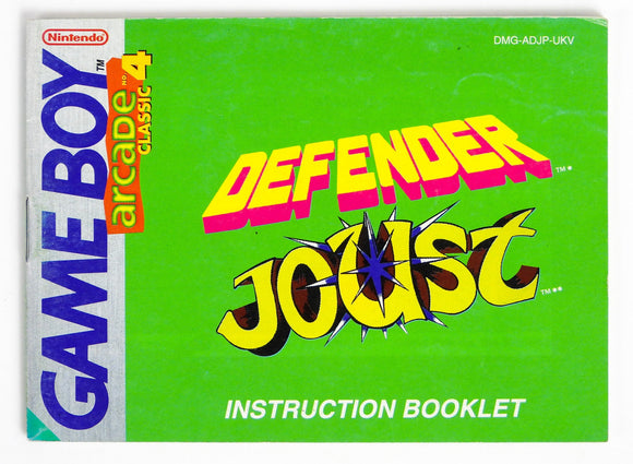Arcade Classic 4: Defender And Joust [Manual] (Game Boy) - RetroMTL