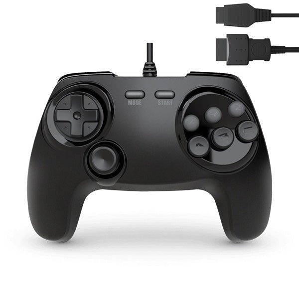 Black BrawlerGen 2-in-1 Genesis & Saturn Controller [Retro Fighters] - RetroMTL