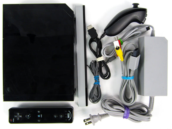 Black Wii System + 1 Black Wii Remote [MotionPlus] + 1 Black Wii Nunchuk [RVL-001] (Nintendo Wii) - RetroMTL
