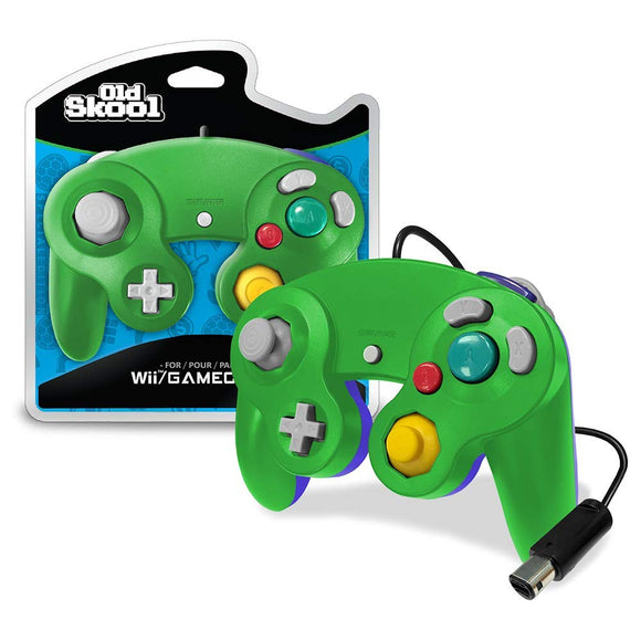 Green & Blue Wired GameCube Controller [Old Skool] (Nintendo Wii / Gamecube)